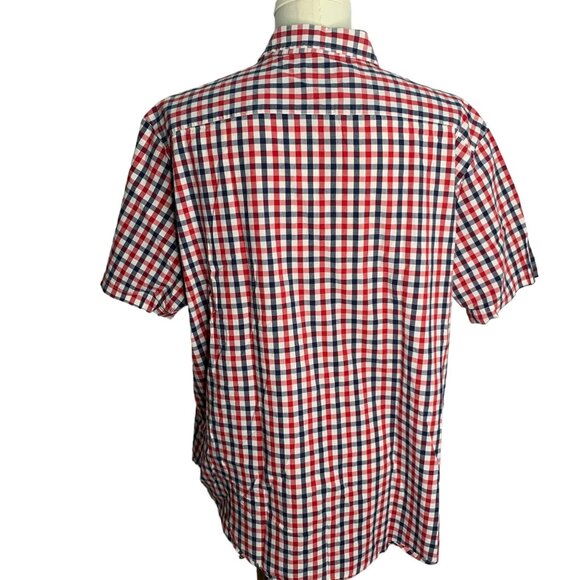 Croft & Barrow Mens Red/Blue Plaid Short Sleeve Button-Down Shirt XXL Stretch - Picture 4 of 6